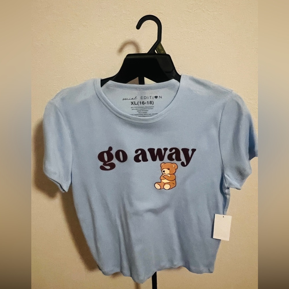 Blue Crop with Bear Print XL
